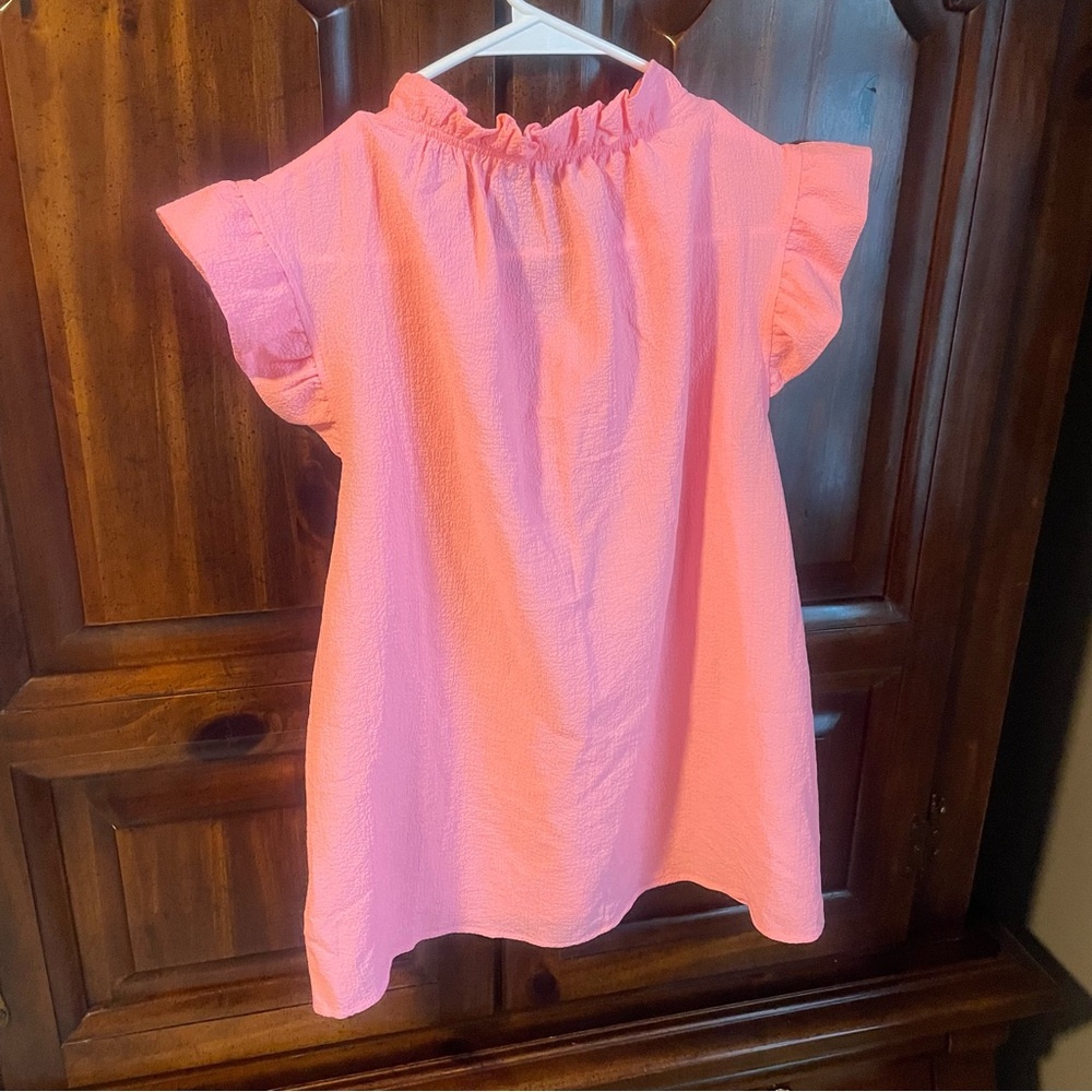 Zenana Outfitters Pink Ruffle Blouse